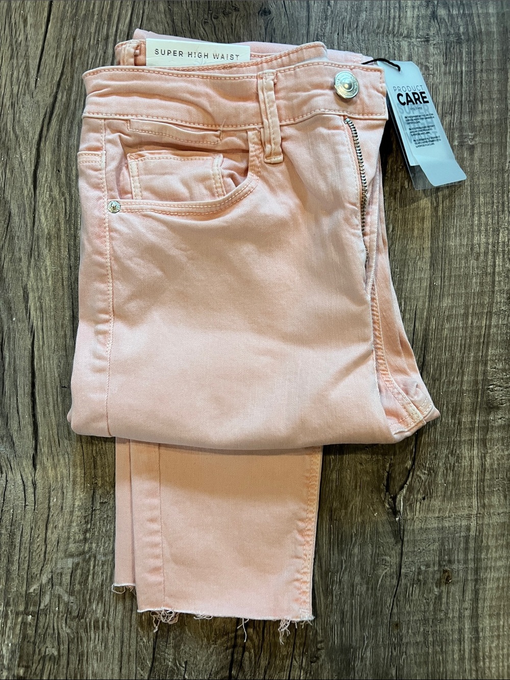 stradivarius Super High Waist Pastel Pink Women’s Jeans Size 6 NWT